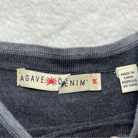 Agave Denim Crew Neck Long Sleeve Gray Lexington Fine Gauge Knit Sweater. Size M - Picture 3 of 13